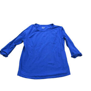 Denim &‎ Co Essentials Shirt Womens Medium Blue 3/4 Sleeve Pocket Stretch Top